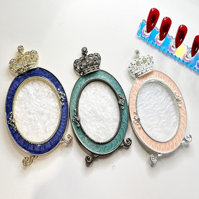 3 Pcs Nail Art Palette, Nail Art Painting Mixed Color Palettes Crown Nail Holder Retro Nail Art Display Board, Nail Art Display Tools Photography Props