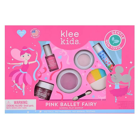Luna Star Naturals Klee Kids Deluxe Play Makeup Kit. Gentle and Non-Toxic. Made in USA. (Pink Ballet Fairy)