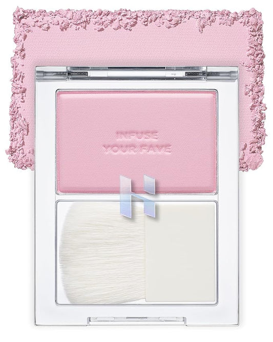 HOLIKA HOLIKA Infusing Blush with Brush - Lightweight, Smooth, Blendable Cheek Blusher, Sebum-Control, Natural Pore Coverage, Built-In Brush, Long-Lasting Pigment for Romantic Mood (03 SOAPY)