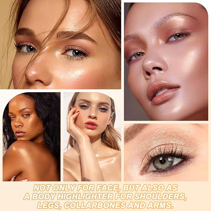 Boobeen Highlighter Makeup Palette, Long Lasting Glow Shimmer Illuminator Contour Powder for Face Radiant Glow