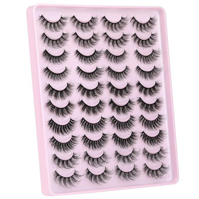 JIMIRE False Eyelashes Natural Fluffy Wispy Faux Mink Lashes 5D 14mm-18mm 5 Styles Mixed Lashes for Small Eyes Natural Look Fake Eyelashes 20 Pairs Multipack