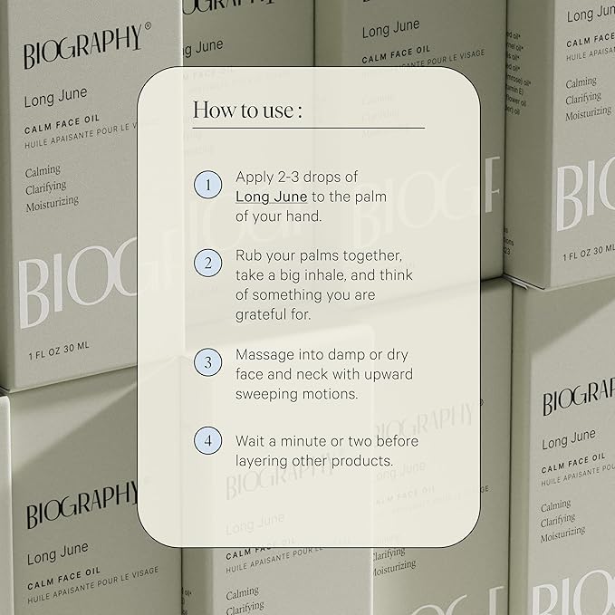 Biography Long June Quieting Face Oil, 30ml - Natural Smoothing & Clarifying Dry Oil. Clarifying, Moisturizing & Hydrating Beauty Facial Oil for Women w/Camellia, Vitamin E & Marula
