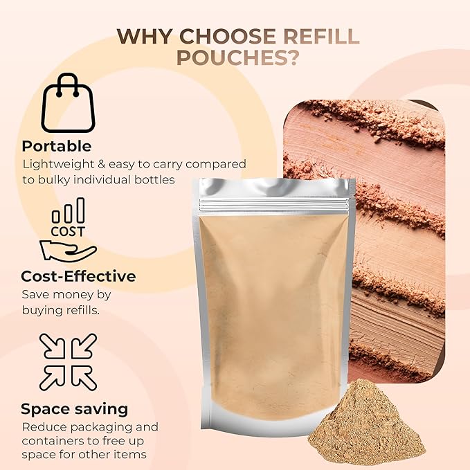 Foundation Refill (DEEP TAN)(1 Ounce Bag) By Sweet Face Minerals, Lightweight Mineral Loose Makeup Powder with SPF 20, Full Coverage Flawless Finish, Talc-free, Cruelty-Free, Refillable Pouch