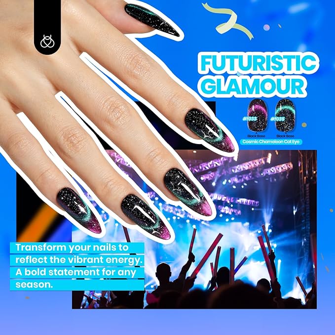 Beetles Cat Eye Gel Nail Polish Set-36 Colors Red Purple Brown Green Burgundy Magnetic Gel Nail Polish with Base Gel Glossy Matte Top Coat Magnet,Soak off UV Nail Gel DIY Nail Art Gift for Women