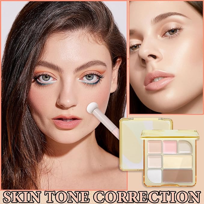 7 Colors Concealer Contour Palette,Correcting Concealer Makeup Palette 7 In 1 Contouring Foundation Cream Contour Palette for Redness,Dark Circles,Blemish,Acne(03#)
