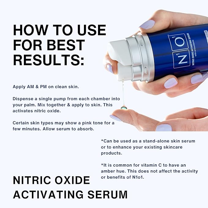 Nitric Oxide Activating Serum with Antioxidants | Hydrating Serum For Face | Decreases Wrinkles | Pore Minimizer | Improves Skin Texture | Helps Dark Spots | 1 Fl Oz, 30ml