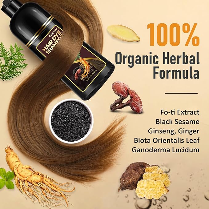 Dark Brown Hair Dye Shampoo for Gray Hair, Natural Color Shampoo Hair Dye for Women & Men, Hair Instant Dye Shampoo Colors Hair in Minutes, Champu Para Canas, 3-in-1 Shampoo for Dyeing Gray, 500 Ml