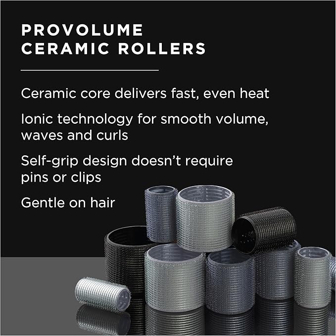 Fromm ProVolume 3" Self-Grip Ceramic Ionic Thermal Hair Rollers, 2 Count Large Salon Quality Hair Curlers for Medium and Long Hair, Blowouts, Curtain Bangs