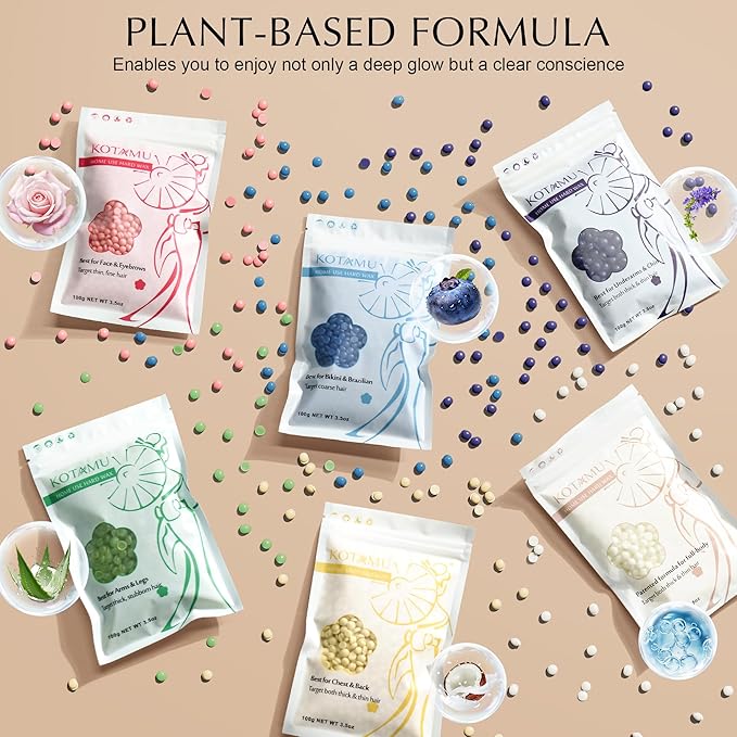 KOTAMU Waxing Kit for Women & Men, Professional Wax Warmer for Hair Removal with Silicone Pot, Wax Kit for Coarse Thick Fine Fuzzy Hair & Sensitive Skin, Waxing Warmer for Home Salon Use