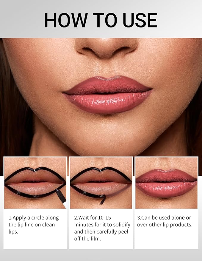 Erinde Lip Liner Peel Off Lip Stain, Long Wear Tattoo Lip Liner with Tweezer, Matte Peel Off Lipliner Stain, Long Lasting, Waterproof, Transfer-proof, Easy to Use & Natural Finish, Brown
