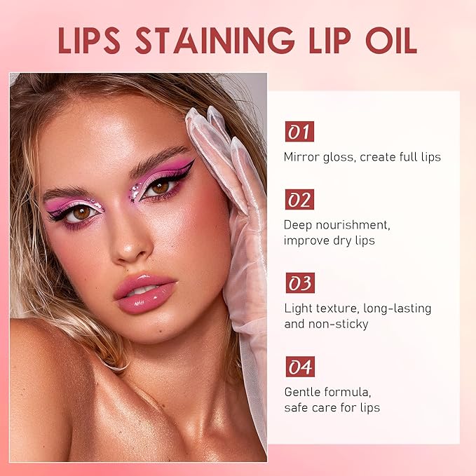 Lips Staining Lip Oil, Lips Staining Long-Lasting Moisturizing Lip Oil,Glossy Lip Stain (TAMARIND)