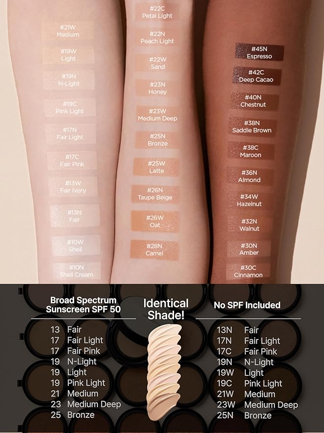 JUNG SAEM MOOL Essential Skin Nuder Cushion 19 Light 0.49 Fl Oz (Refill Only, SPF 50 Broad Spectrum) | Natural Radiant Finish, Lightweight Hydration, Korean Cushion Foundation