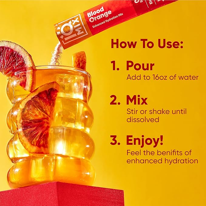 IQMIX Hydration Electrolyte Powder – 4-in-1 Formula for Hydration, Mental Clarity, Mood and Recovery – Sugar-Free Drink Mix, Keto, Magnesium L-Threonate, Lion’s Mane – 20 Count Blood Orange