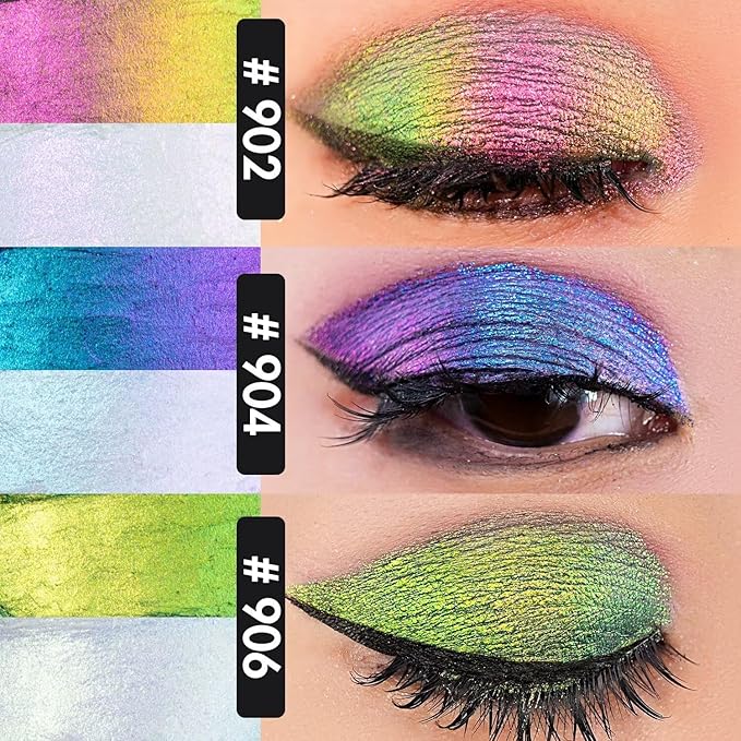 CHARMACY Multichrome 2 in 1 Cream Eyeshadow Stick, Waterproof Eye Brightener Highlighter Stick Makeup, High Pigmented, Smudge-Proof, Vegan & Cruelty-Free (SET2-902/904/906)