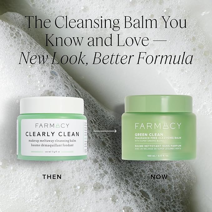 Farmacy Makeup Remover Cleansing Balm - Green Clean Waterproof Makeup Remover + Oil Based Cleanser - Newly Formulated Double Cleanser with Plant Based Waxes + Upcycled Moringa (30ml)