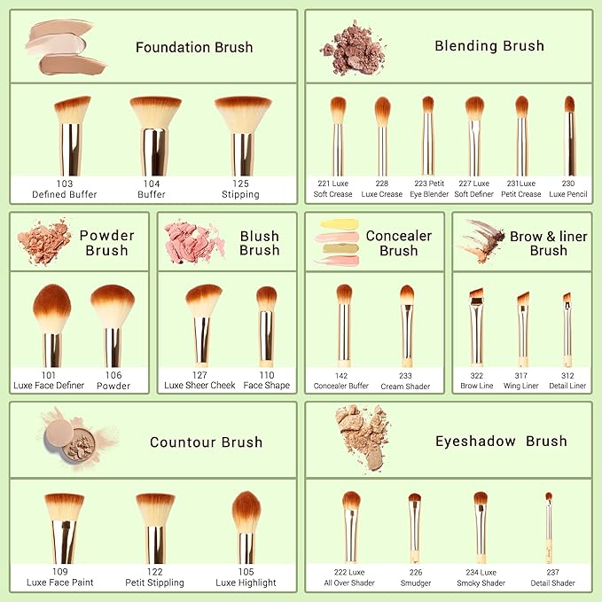 Jessup Professional Bamboo Makeup Brushes, Premium Synthetic Foundation Powder Concealer Blush Highlight Eye Blending Cosmetic Brush Set 25pcs T135