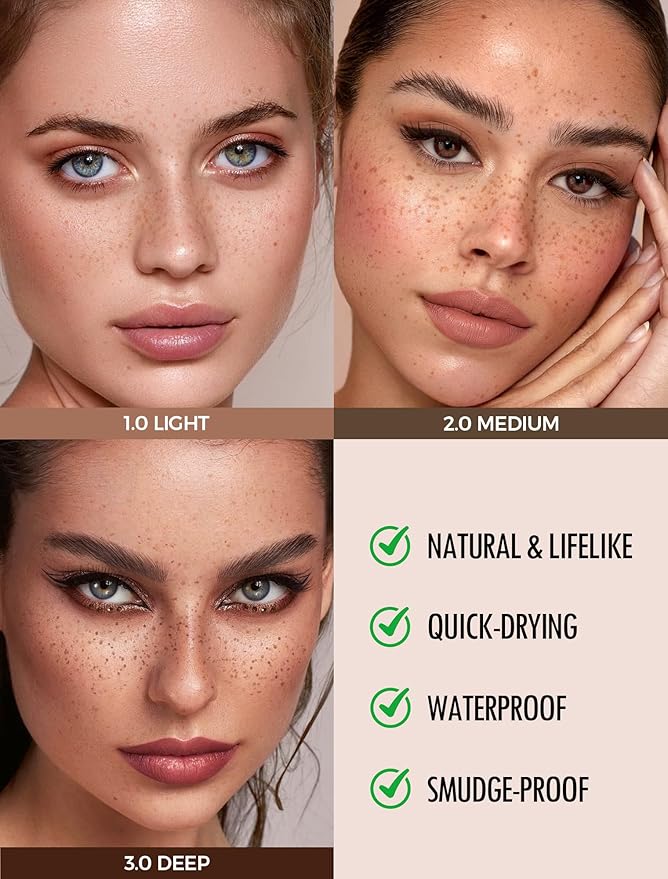 Faux Freckle Pen, Fake Freckle Stamp, Long Lasting, Waterproof, Smudge-proof, Transfer-proof, Natural Sun-kissed Makeup, Suitable for All Skin Types, Vegan & Cruelty-Free (02#Medium, 1.5g)
