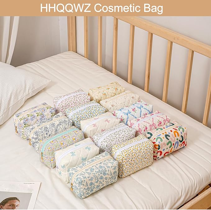 Makeup Bag Travel Cosmetic Bag for Women Girls, Zipper Make Up Pouch, Floral Flowers Toiletry Organizer Makeup, Portable Storage Bag, Cosmetic Travel Cloth Bag (Yellow Orange Flower)