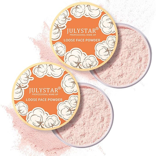 2PCS Pink Setting Powder Loose Face Powder Matte Soft Smooth Oil Control Long Lasting Loose Setting Powder Makeup for Natural Flawless（02# Pink Complexion）