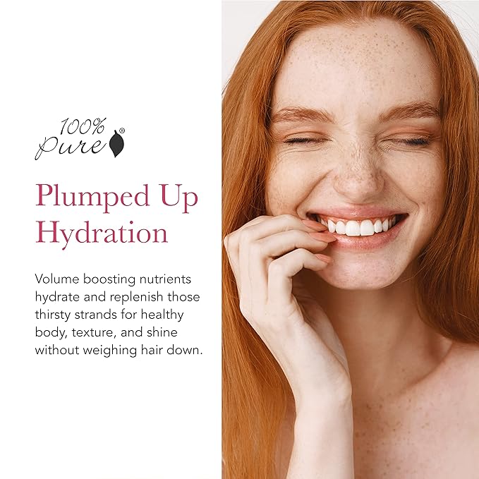 100% PURE Kelp & Mint Volumizing Shampoo Purifying Hydration & Deep Detox - Botanical Body Boost for Dry, Damaged Thinning Hair, Promotes Healthy Growth for Women & Men - Sulfate Free - 8 Fl Oz