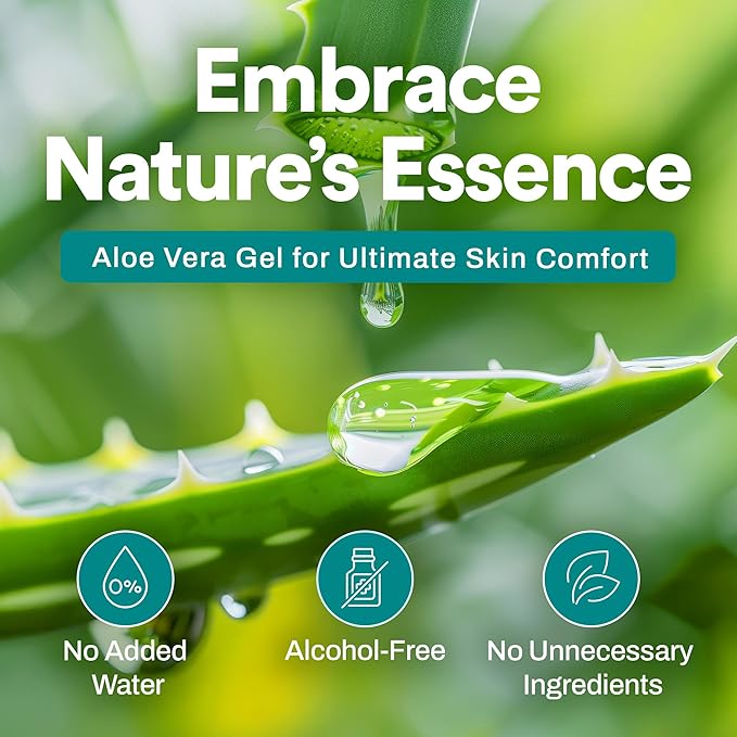 Aloe Vera Gel for Hair and Skin, Hydrating & Non-Sticky, Soothes Scalp and Skin, No Strong Scent, Lightweight & Fast-Absorbing Pure Aloe Vera Gel for Body, 16.7 fl oz (500 ml)