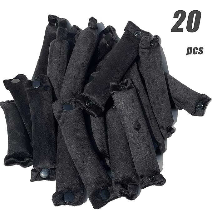 Aimin Hair Heatless Hair Curlers No Heat, Heatless Curls Overnight Blowout Rods, No Heat Hair Curlers To Sleep In, Soft Flexi Rods For Long Hair, Thick Curling Rod Styling Tools(20pcs black)