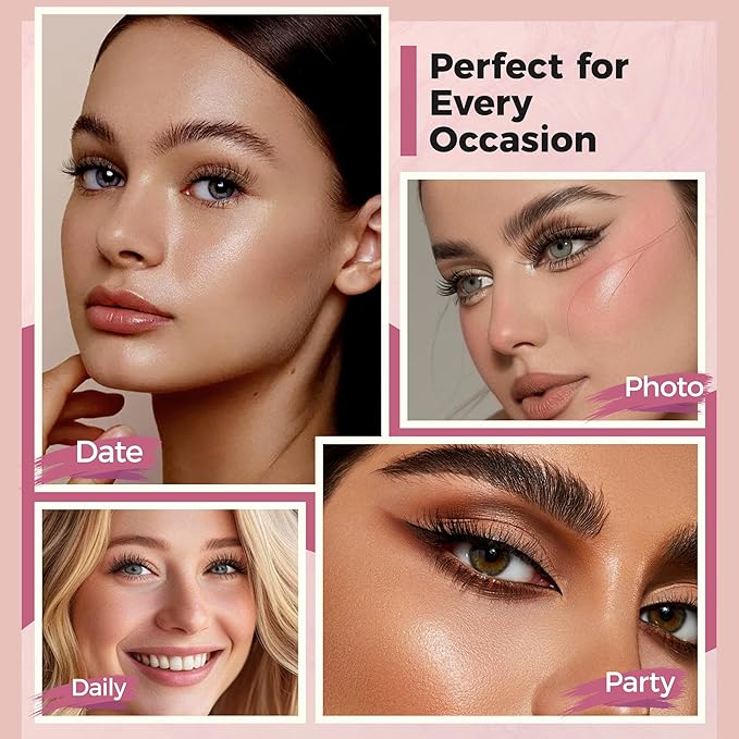 Fluffy Wispy Eyelashes 7 Pairs Natural Look Faux Mink Strip lashes, Lightweight D Curl Cat Eye Fake Lashes for Daily Wear, Reusable Eye Makeup Set