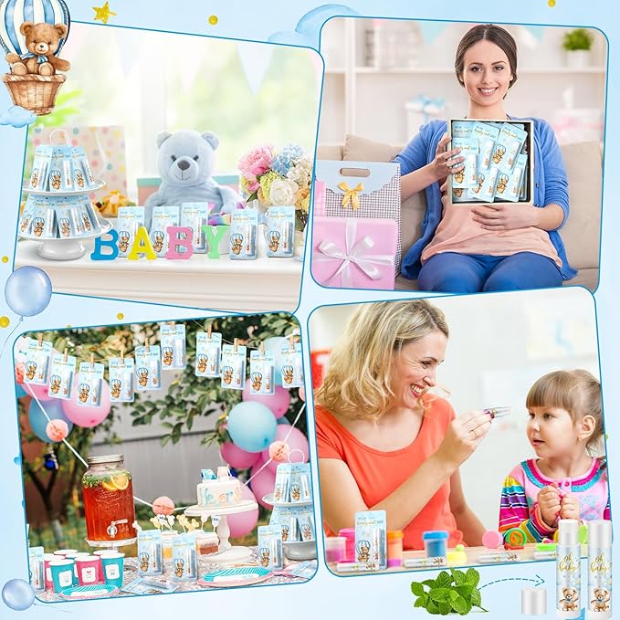 50 Pack Baby Shower Lip Balm Bulk Bear Baby Shower Favors Baby Mint Flavor Lip Balm Baby Shower Gifts for Guest Bear Themed Baby Shower Thank You Gifts Girls Boys Games Gender Reveal Favors