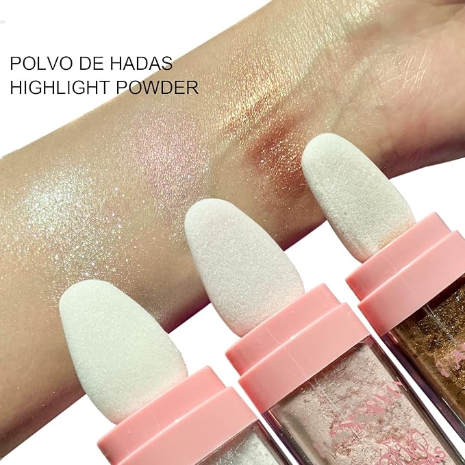 MAEPEOR Highlighter Powder Stick 6 Colors Shimmer Not-sticky Brighten Highlighter Powder Stick Natural Sparkle Glitter Highlighter Makeup Cosmetic for Lip Face Body Makeup (03 Golden Brown)
