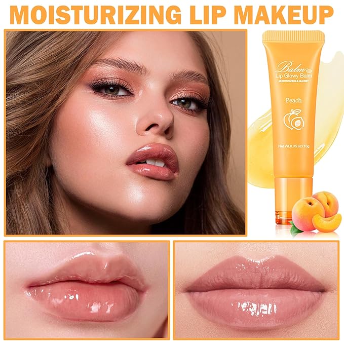 Lip Glowy Balm Moisturizing Lip Balm Plumping Lip Gloss Lip Sleeping Mask Lip Butter Balm Day Night Lip Care Glowy Lip Balm - Peach