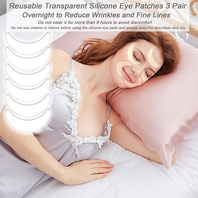 66PCS Under Eye Patches for Puffy Eyes 24K Gold Natural Hydrogel Collagen Eye Mask Reusable Silicone Gel Eye Anti Aging Pads for Reduce Fine Lines Wrinkles Eye Bags Transparent Gel Pack