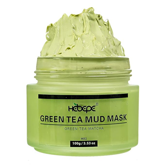 Green Tea Matcha Facial Detox Mud Mask with Aloe Vera, Deep Cleaning, Hydrating, Detoxing, Healing, and Relaxing Volcanic Clay Facial Mask