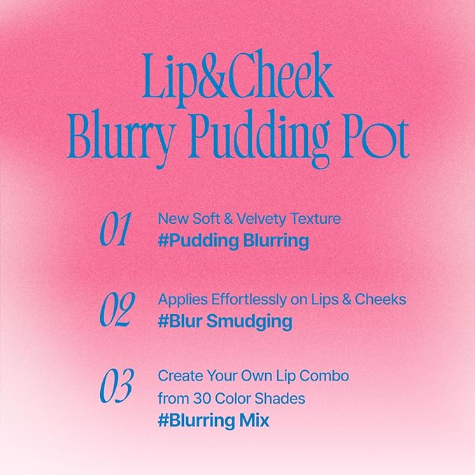 Lip&Cheek Blurry Pudding Pot | Reddish Moment - Ambitious | Makeup Blush, Buildable Lightweight, Multi-Use Soft Matte Finish | 5g