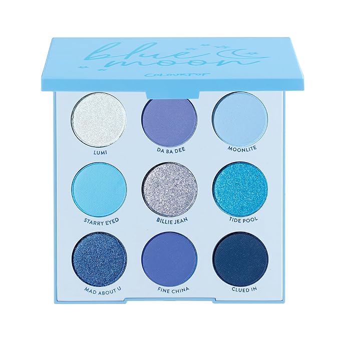 ColourPop Blue Moon Shadow Palette - Monochromatic Blue Shadow Palette with Matte, Metallic and Duochrome Finishes - High-Pigment Eye Makeup with a Long-Wearing Formula (0.3 oz)