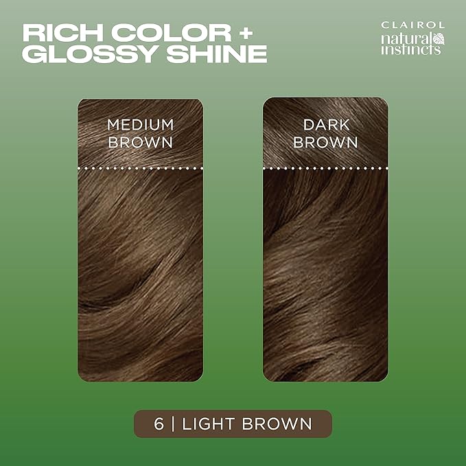 Clairol Natural Instincts Demi-Permanent Hair Color, 6 Light Brown Hair Color, Pack of 1