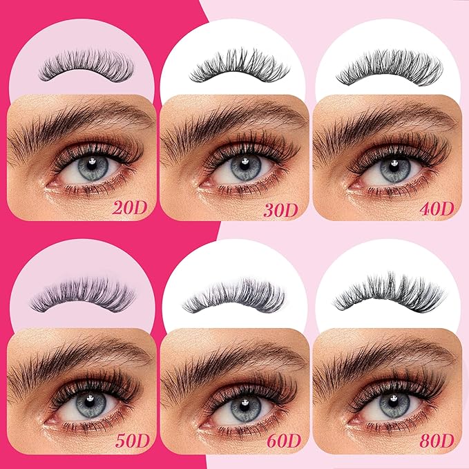 Lash Clusters 600PCS - Eyelash Clusters 20D+30D+40D+50D+60D+80D Wispy Individual Lashes D Curl Lash Extension 10-18MM Natural Lash Clusters DIY Cluster Eyelash Extensions for Beginners