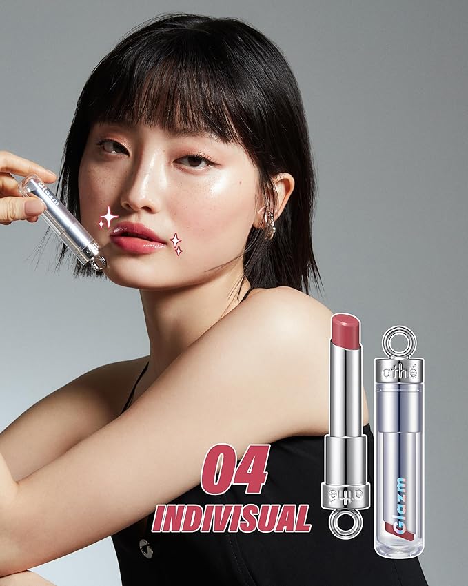 ATHE Glazm Lipbalm Stick - Vegan Glow Korean Lip Balm - Plumping, Volumizing & Highly Pigmented Lipstick - Soft Melting, Buildable Formula - Plant-Derived, Cruelty-Free, 0.12oz. (04 Individual)