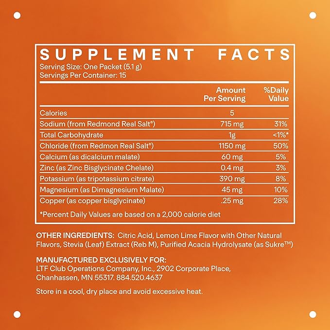 LTH Hydrate Hydration Mix - Trusted by Life Time Fitness Members - NSF Certified for Sport - Electrolyte Powder - Plant-Based, Non-GMO, Gluten Free - 15 Single-Serve Packets (Lemon Lime) - 2-Pack