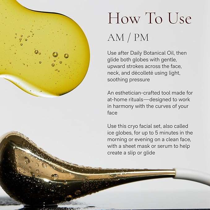 Angela Caglia Gold Cryo Facial Set | Refreshing Cryotherapy Facial Set that Improves Circulation, Reduces Puffiness and Dark Circles for a Refreshed & Rejuvenated Complexion