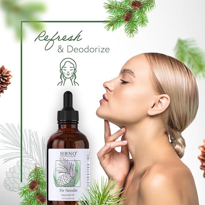HBNO Fir Needle Essential Oil - Huge 4 oz (120ml) Value Size - Natural Fir Needle Oil - Perfect for Cleaning, Aromatherapy, DIY, Soap and Diffuser