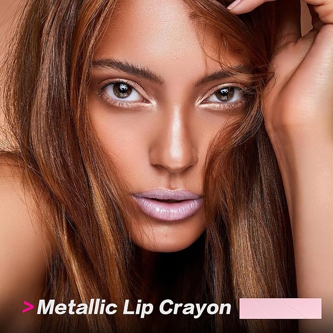 FOCALLURE Ultra Chic Metallic Lipstick,Rich Vitamin E Lip Crayon,Lightweight Shinning Color without Drying or Fading,Long Lasting Lips Makeup,#28 Faded