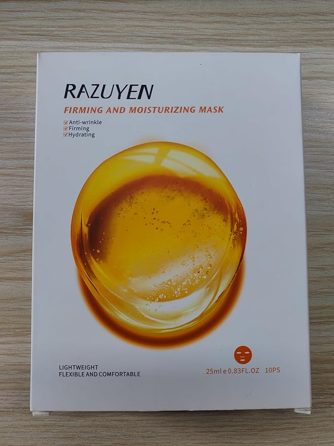 Firming and Moisturizing Sheet Face Masks ((Pack of 10)) with Hyaluronic Acid and Peptides, Reduce Fine Lines and Wrinkles, Hydrating & Anti-Aging Spa Face Mask, Facial Skin Care