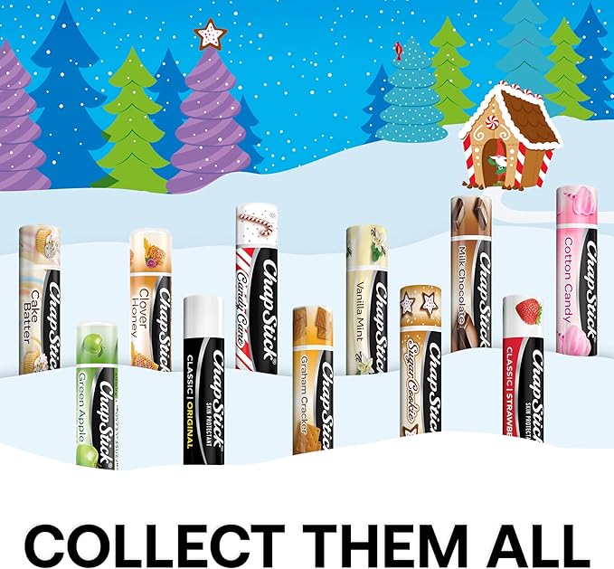 ChapStick 12 Days of Holiday Advent Calendar Lip Balm Gift Set - 0.15 Oz (Pack of 2)