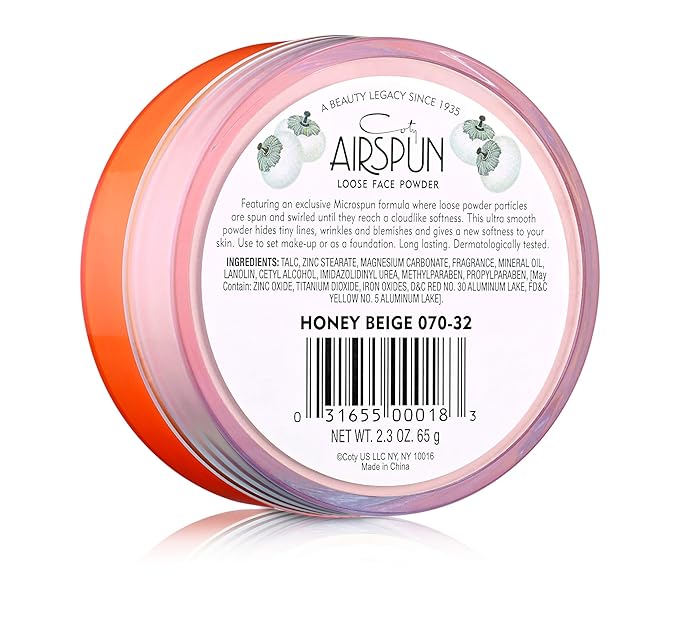 Coty Airspun Loose Face Powder 2.3 Ounce Honey Beige Light Peach Tone Loose Face Powder, for Setting or Foundation, Lightweight, Long Lasting, Pack of 1