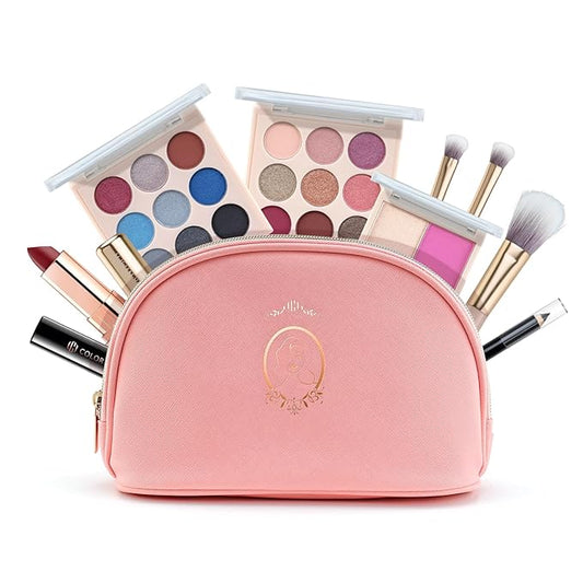Color Nymph Beginner Makeup Set, Full Starter Cosmetics Set for Teenager Girls with Eyeshadow Palette Blush Lipstick Lip Pencil Eye Pencil Brush Mascara Portable Bag