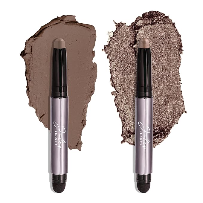 Julep Eyeshadow 101 Crème-to-Powder Waterproof Eyeshadow Stick Duo – Long-Lasting, Crease-Proof, Easy Apply with Built-in Smudger -Taupe Shimmer and Stone