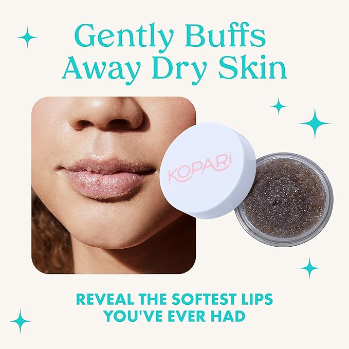 Kopari Coconut Lip Scrubby | Removes Dry Skin For Soft Lips | Volcanic Sand, Brown Sugar & Crushed Coconut Shells Hydrate Exfoliating Lip Scrub Exfoliator Moisturizer Organic Coconut Oil Vanilla Vegan