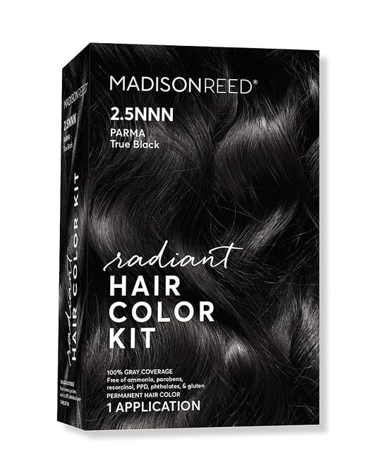 Madison Reed Radiant Hair Color Kit | 2.5NNN Soft Black (Parma Black) for 100% Gray Hair Coverage | Salon Quality Permanent Hair Dye | PPD-Free & Ammonia-Free | (Packaging May Vary) 1 Pack