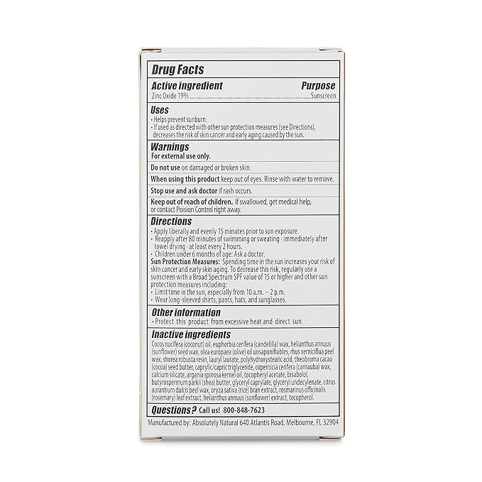 SPF 50 Mineral Sunscreen Stick with Rose Hips Oil, Cruelty Free and Reef Safe, Vegan Blend for Face and Body, Made in USA