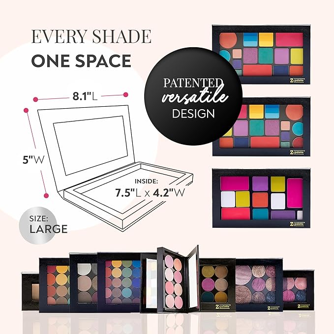 Large Magnetic Makeup Palette, Empty Magnetic Palette, Universal Magnet makeup palette for Eyeshadows, Powders, Customizable Beauty Organizer with Clear Window